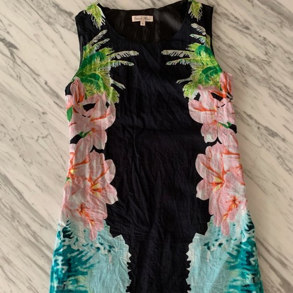 Bought in St. Lucia LINEN FLORAL DRESS - Picture 2 of 6